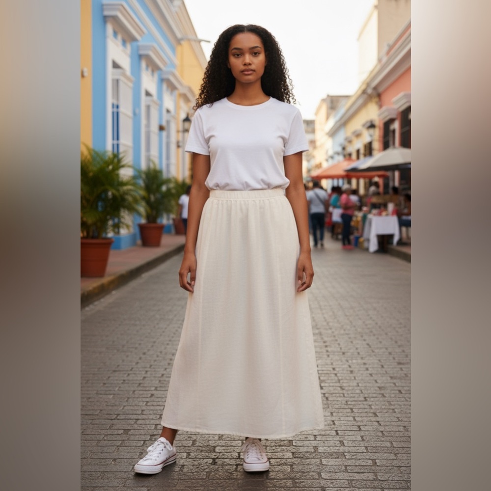 Anthropologie Celandine Linen-Blend Side-Slit Maxi Skirt
, ivory, new with tags